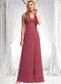 Esme A-line V-Neck Floor-Length Chiffon Bridesmaid Dress DKP0025753