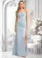 Gabrielle A-line V-Neck Floor-Length Satin Bridesmaid Dress DKP0025724