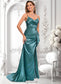 Ellie Trumpet/Mermaid V-Neck Sweep Train Stretch Satin Prom Dresses DKP0025855