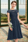 Cynthia A-line Scoop Knee-Length Chiffon Lace Homecoming Dress With Bow DKP0020581