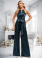 Jaylin Jumpsuit/Pantsuit Halter Floor-Length Stretch Satin Bridesmaid Dress DKP0025805