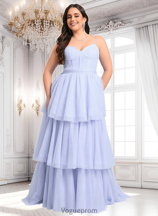 Sierra Ball-Gown/Princess Sweetheart Sweep Train Tulle Prom Dresses With Bow DKP0025843