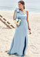 Trumpet/Mermaid One-Shoulder Sleeveless Floor-Length Stretch Satin Plus Size Bridesmaid Dresses with Bowknot - Plus Size Bridesmaid Dresseses Amaris DKP0025228