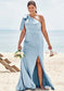 Trumpet/Mermaid One-Shoulder Sleeveless Floor-Length Stretch Satin Plus Size Bridesmaid Dresses with Bowknot - Plus Size Bridesmaid Dresseses Amaris DKP0025228