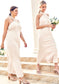 Sheath/Column Halter Sleeveless Ankle-Length Stretch Satin Plus Size Bridesmaid Dresses with Bowknot Haven DKP0025237