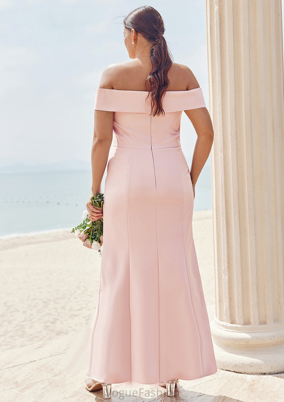 Trumpet/Mermaid Off-the-Shoulder Sleeveless Floor-Length Stretch Crepe Plus Size Bridesmaid Dresses Ina DKP0025261