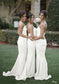 Sweetheart Court Train Sheath/Column Elastic Satin Bridesmaid Dresseses With Lace Julianne DKP0025500