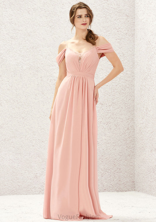 A-line Sweetheart Sleeveless Chiffon Long/Floor-Length Bridesmaid Dresses With Pleated Lace Justice DKP0025629