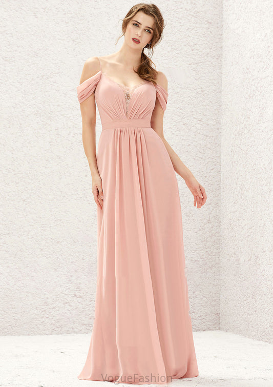 A-line Sweetheart Sleeveless Chiffon Long/Floor-Length Bridesmaid Dresses With Pleated Lace Justice DKP0025629