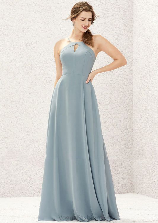 A-line Bateau Sleeveless Long/Floor-Length Chiffon Bridesmaid Dresses Miah DKP0025638