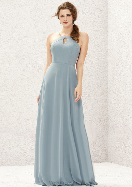 A-line Bateau Sleeveless Long/Floor-Length Chiffon Bridesmaid Dresses Miah DKP0025638