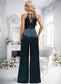 Jaylin Jumpsuit/Pantsuit Halter Floor-Length Stretch Satin Bridesmaid Dress DKP0025805