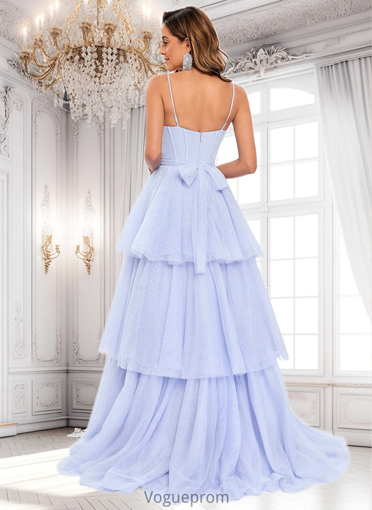 Sierra Ball-Gown/Princess Sweetheart Sweep Train Tulle Prom Dresses With Bow DKP0025843