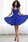 Summer A-line V-Neck Short/Mini Chiffon Lace Homecoming Dress With Beading DKP0020563