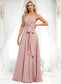 Harley A-line Halter Floor-Length Chiffon Bridesmaid Dress DKP0025821