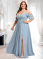 Yvonne A-line Cold Shoulder Floor-Length Chiffon Bridesmaid Dress With Ruffle DKP0025797