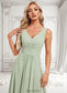 Brielle A-line V-Neck Asymmetrical Chiffon Bridesmaid Dress DKP0025809