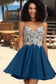 Ginny A-line V-Neck Short/Mini Chiffon Lace Homecoming Dress With Beading DKP0020572