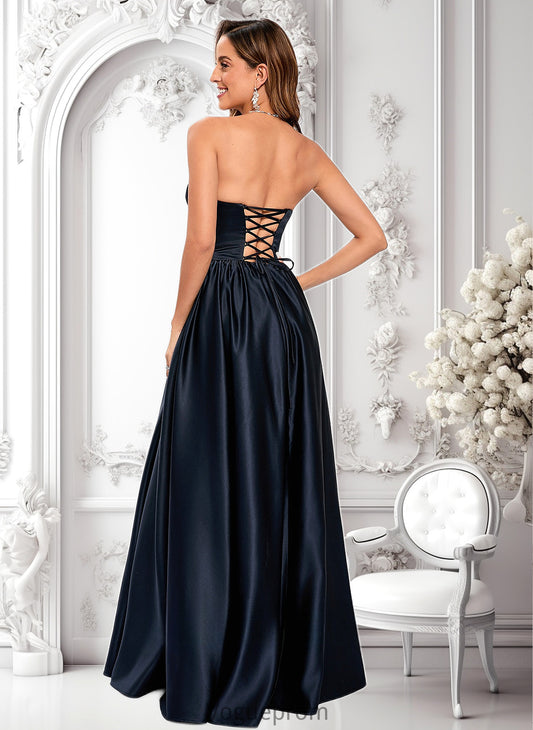 Cynthia Ball-Gown/Princess V-Neck Floor-Length Satin Prom Dresses DKP0025840