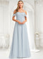 Amirah A-line Cold Shoulder Floor-Length Chiffon Bridesmaid Dress With Ruffle DKP0025723