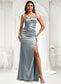 Hedwig A-line V-Neck Floor-Length Stretch Satin Bridesmaid Dress DKP0025728