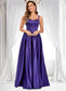 Sandy Ball-Gown/Princess Scoop Floor-Length Satin Prom Dresses With Appliques Lace Beading DKP0025865