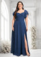 Cecilia A-line V-Neck Floor-Length Chiffon Bridesmaid Dress With Ruffle DKP0025802