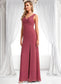 Esme A-line V-Neck Floor-Length Chiffon Bridesmaid Dress DKP0025753