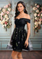 Nathaly A-line Off the Shoulder Short Tulle Lace Homecoming Dress With Embroidered DKP0025720