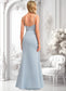 Gabrielle A-line V-Neck Floor-Length Satin Bridesmaid Dress DKP0025724