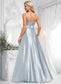 Erika A-line V-Neck Floor-Length Stretch Satin Bridesmaid Dress DKP0025795