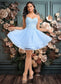 Tiffany A-line V-Neck Short Lace Tulle Homecoming Dress With Rhinestone Sequins DKP0025658