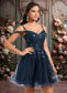 Lillianna A-line V-Neck Short Tulle Lace Homecoming Dress With Sequins DKP0025642