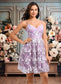 Kimora A-line V-Neck Short Lace Homecoming Dress With Embroidered DKP0025697