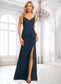 Shyla Trumpet/Mermaid V-Neck Floor-Length Chiffon Prom Dresses With Ruffle DKP0025873