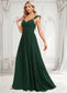 Monserrat A-line V-Neck Floor-Length Chiffon Bridesmaid Dress With Ruffle DKP0025811