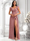 Ashleigh A-line V-Neck Floor-Length Chiffon Bridesmaid Dress With Ruffle DKP0025751