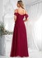 Trudie A-line Cold Shoulder Floor-Length Chiffon Bridesmaid Dress With Ruffle DKP0025755