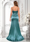 Ellie Trumpet/Mermaid V-Neck Sweep Train Stretch Satin Prom Dresses DKP0025855