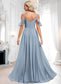 Yvonne A-line Cold Shoulder Floor-Length Chiffon Bridesmaid Dress With Ruffle DKP0025797