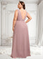 Desirae A-line V-Neck Floor-Length Chiffon Bridesmaid Dress DKP0025820