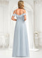 Amirah A-line Cold Shoulder Floor-Length Chiffon Bridesmaid Dress With Ruffle DKP0025723