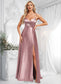 Natalia A-line V-Neck Floor-Length Stretch Satin Bridesmaid Dress DKP0025822