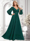 Makaila A-line V-Neck Floor-Length Chiffon Bridesmaid Dress DKP0025816