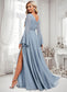 Bailey A-line V-Neck Floor-Length Chiffon Bridesmaid Dress DKP0025798