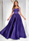 Sandy Ball-Gown/Princess Scoop Floor-Length Satin Prom Dresses With Appliques Lace Beading DKP0025865