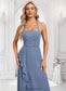 Abbey A-line Halter Floor-Length Chiffon Bridesmaid Dress DKP0025799