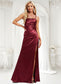 Cloe Trumpet/Mermaid Square Floor-Length Stretch Satin Prom Dresses With Ruffle DKP0025875