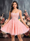 Mary Ball-Gown/Princess Scoop Short Tulle Lace Homecoming Dress With Ruffle DKP0025676