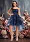 Sanaa Ball-Gown/Princess Straight Asymmetrical Organza Homecoming Dress With Sequins Appliques Lace DKP0025652